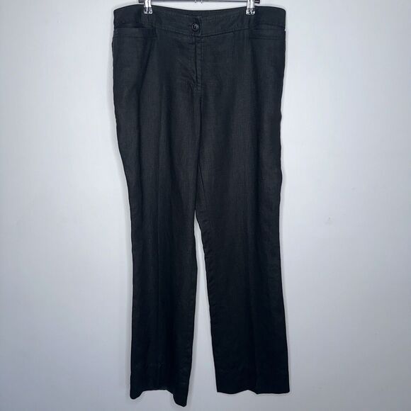 Style & Co Women’s Relaxed Straight Leg Linen Pants Black Size 14 - Picture 1 of 4